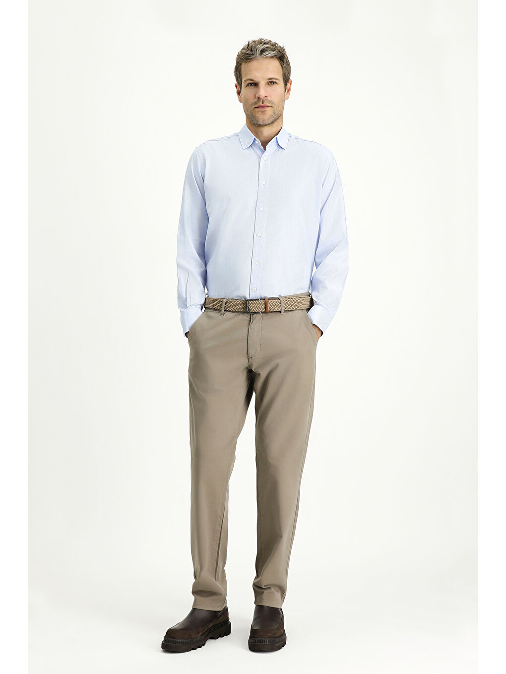 Kahverengi Regular Fit Elastanlı Kanvas / Chino Pantolon-1