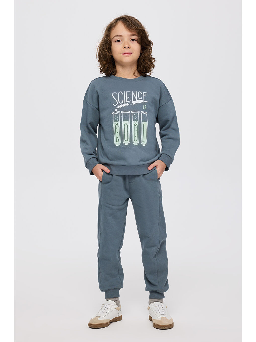 Erkek Çocuk Baskılı Petrol Sweatshirt