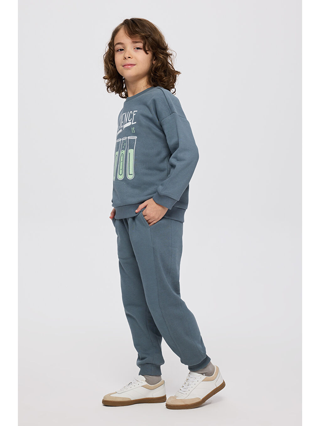 Erkek Çocuk Baskılı Petrol Sweatshirt-2