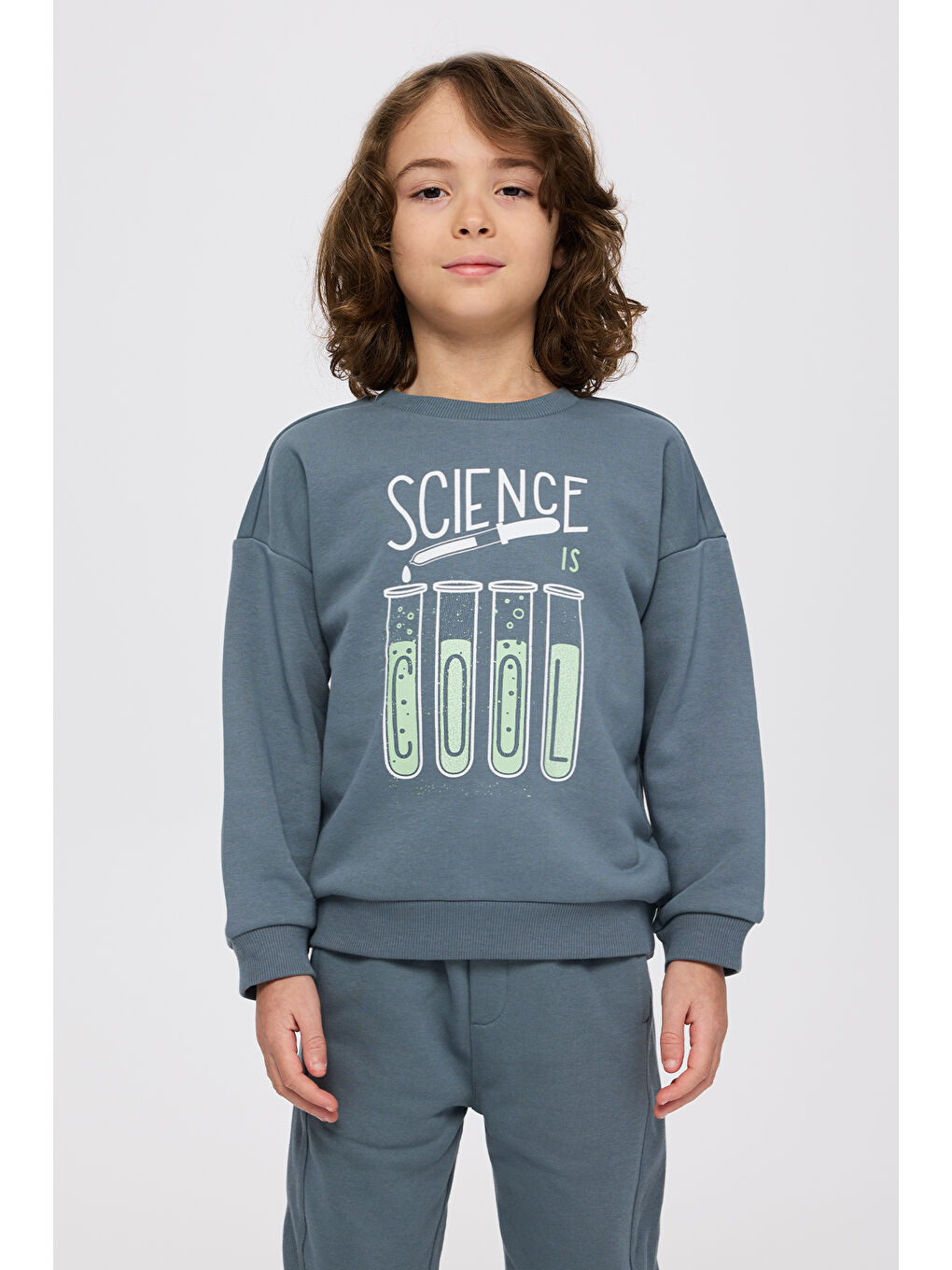 Erkek Çocuk Baskılı Petrol Sweatshirt-3