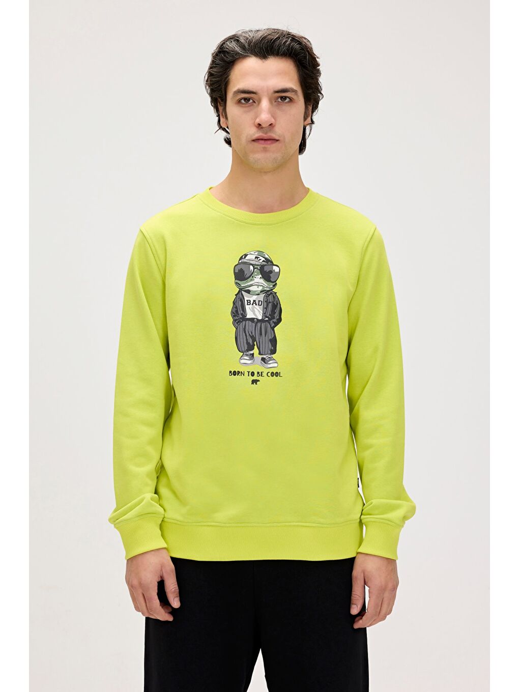 Bad Bear Sarı Gator Yeşil Erkek Baskılı Sweatshirt