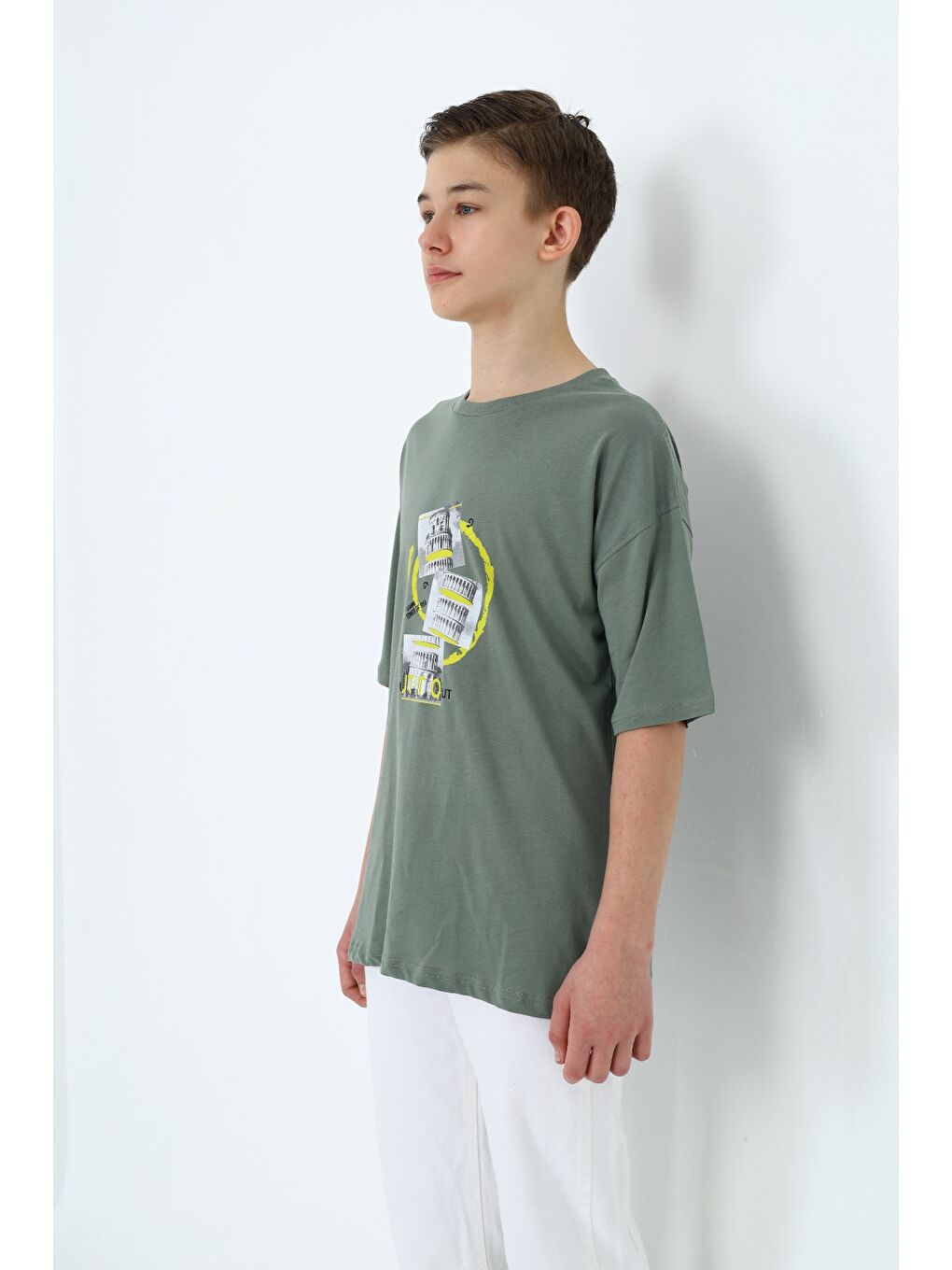 Ekru Erkek Çocuk Baskılı Tişört-1