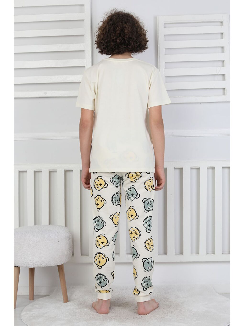 Sarı Çizgi Ayı Desenli Erkek Çocuk Pijama Takımı-8