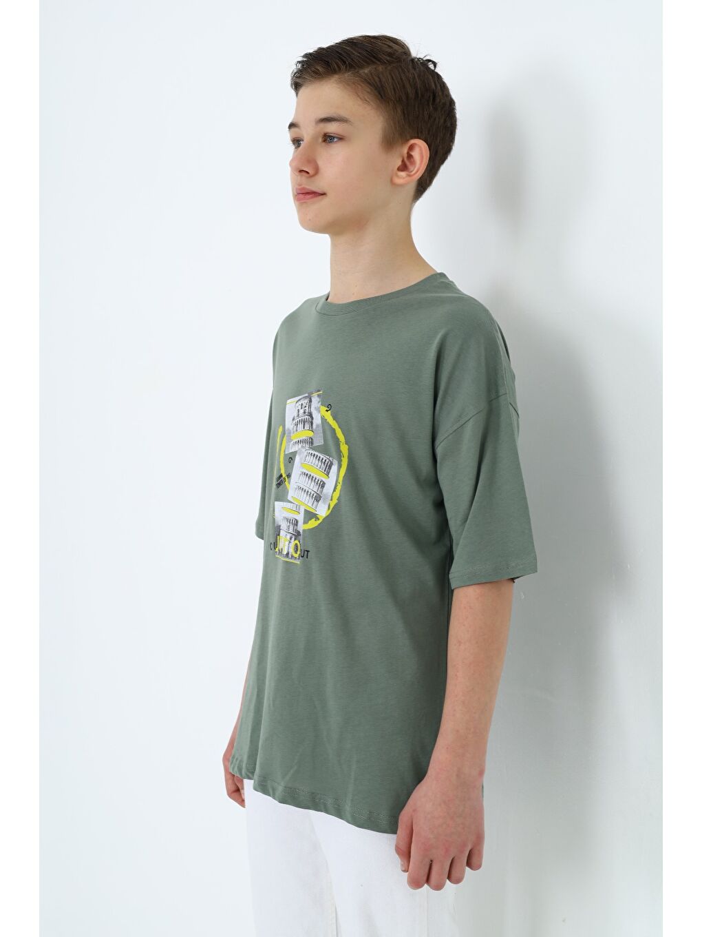 Ekru Erkek Çocuk Baskılı Tişört-2