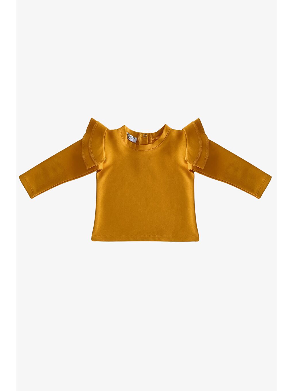 Kız Çocuk Sarı Omuz Fırfırlı Bisiklet Yaka Body Bluz-5