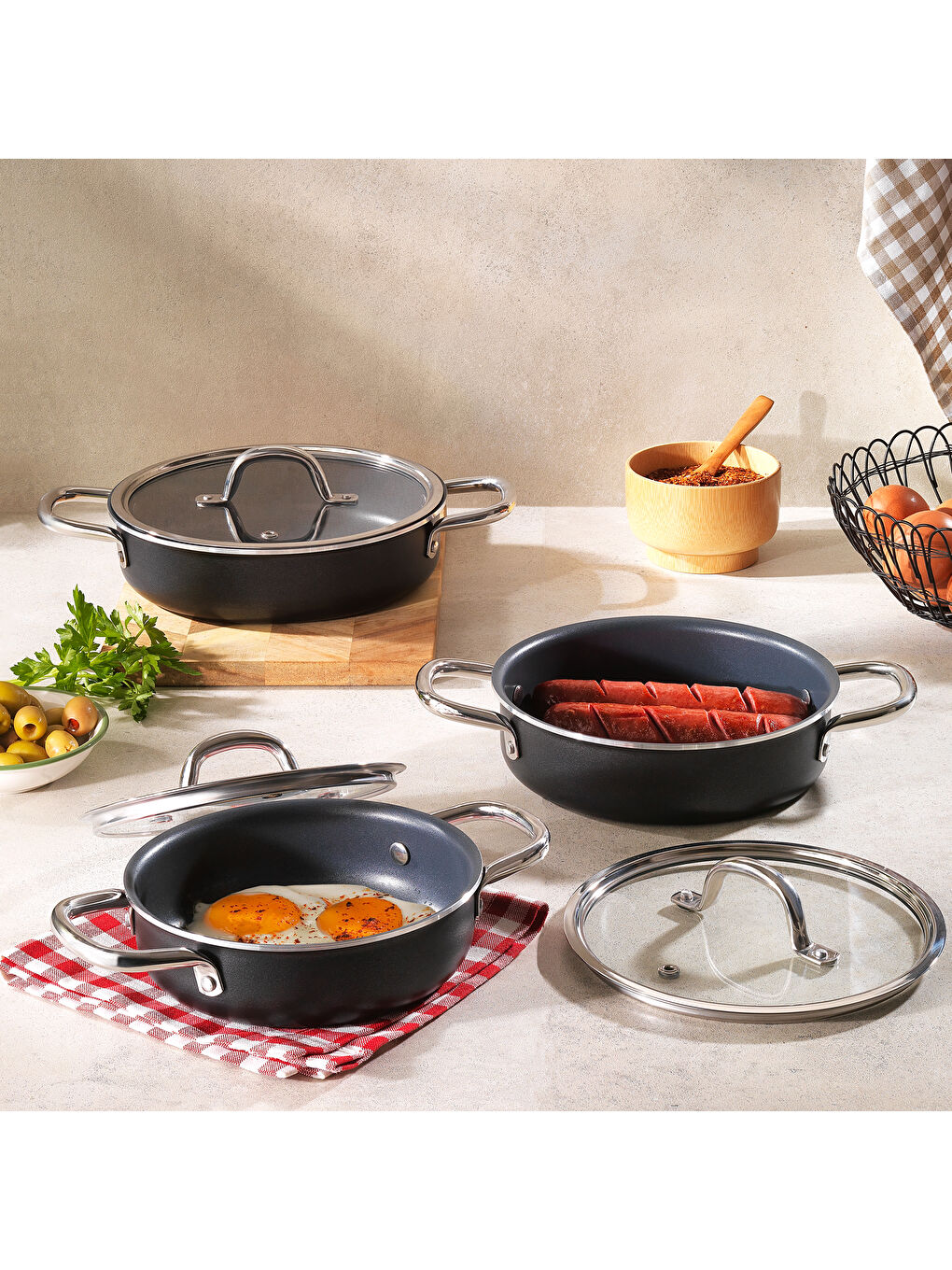 Everyday 3 lü Sahan Seti 6 Parça-Antrasit