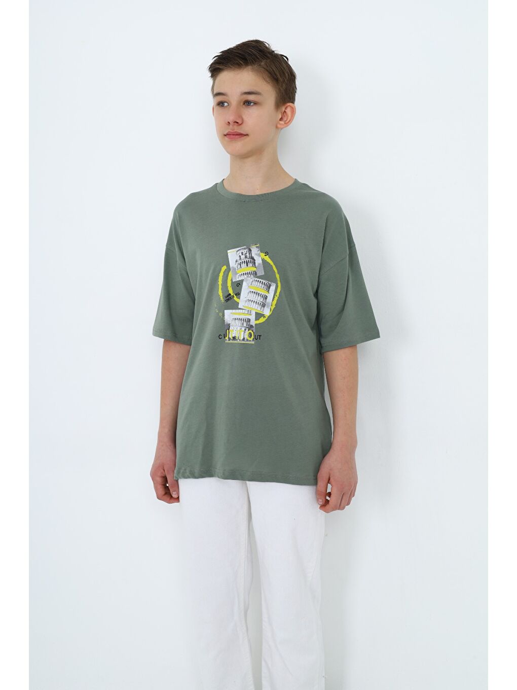 Ekru Erkek Çocuk Baskılı Tişört-5