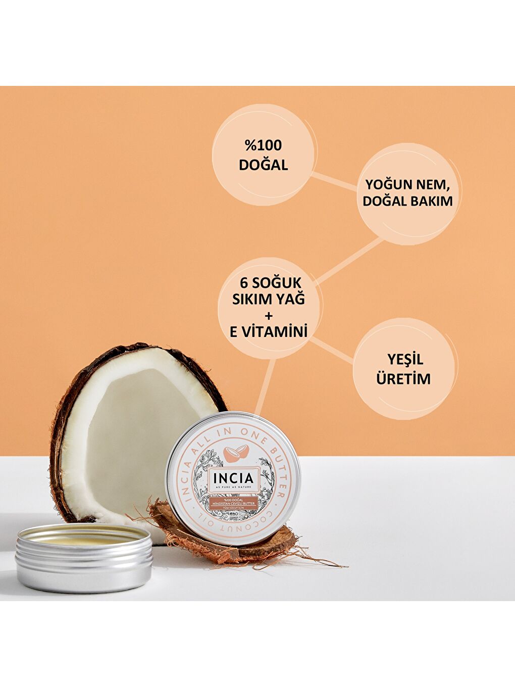 %100 Doğal Tüm Vücut İçin Butter Yoğun Nemlendirici Krem Hindistan Cevizli Organik Vegan 50 ml-3