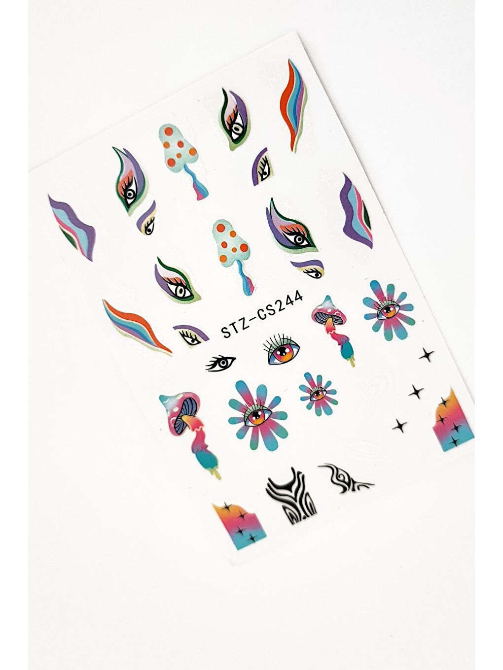 New Obsessions Mavi Retro Hippie Desenli Tırnak Stickerı  Nail Art Süsü