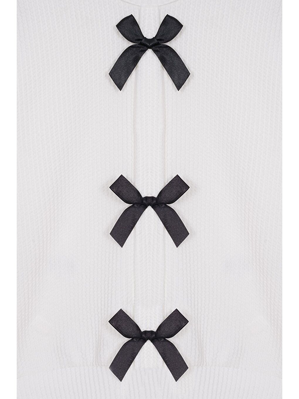 Bisiklet Yaka Önü Fiyonk Detaylı Ekru Renk Kız Çocuk Sweat-1