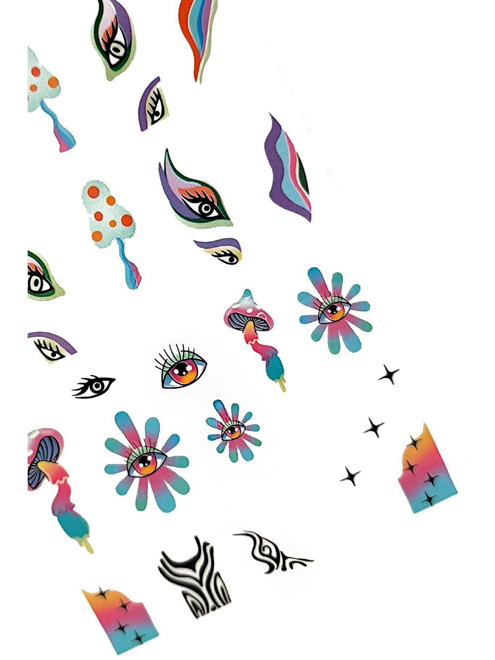 New Obsessions Mavi Retro Hippie Desenli Tırnak Stickerı  Nail Art Süsü - 2