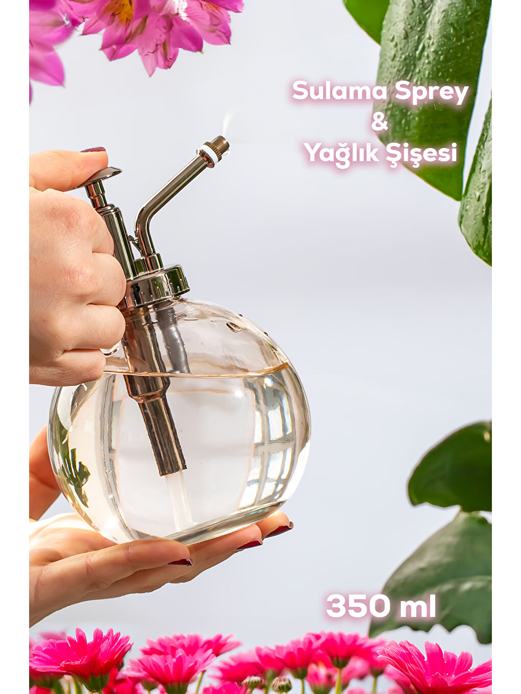 15729 350 Ml Cam Yağlık Sirkelik Yağdanlık Şişesi Pembe-2