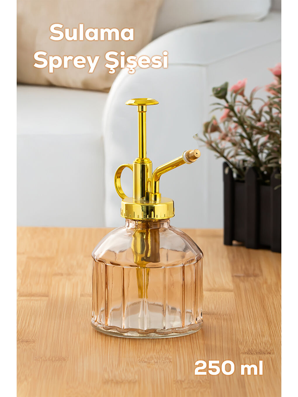 Vintage Cam Bitki Sulama Şişesi Oda Kokusu Dağıtıcı Çok Amaçlı Sprey Şişe 250 ml Pembe