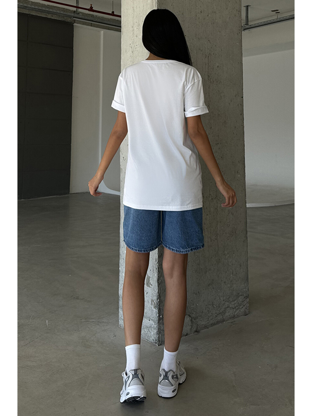 Mavi %100 Pamuk Yüksek Bel Gabardin None Denim 5 Cep Kadın Bermuda Şort @udine-4