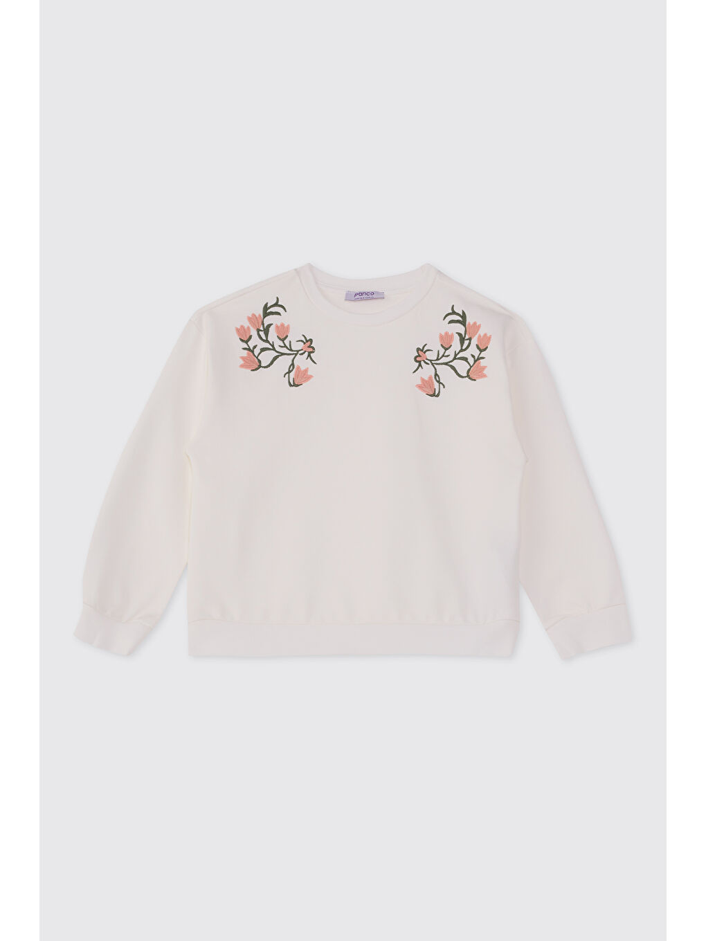 Kız Çocuk Nakış Detaylı Ekru Sweatshirt-2