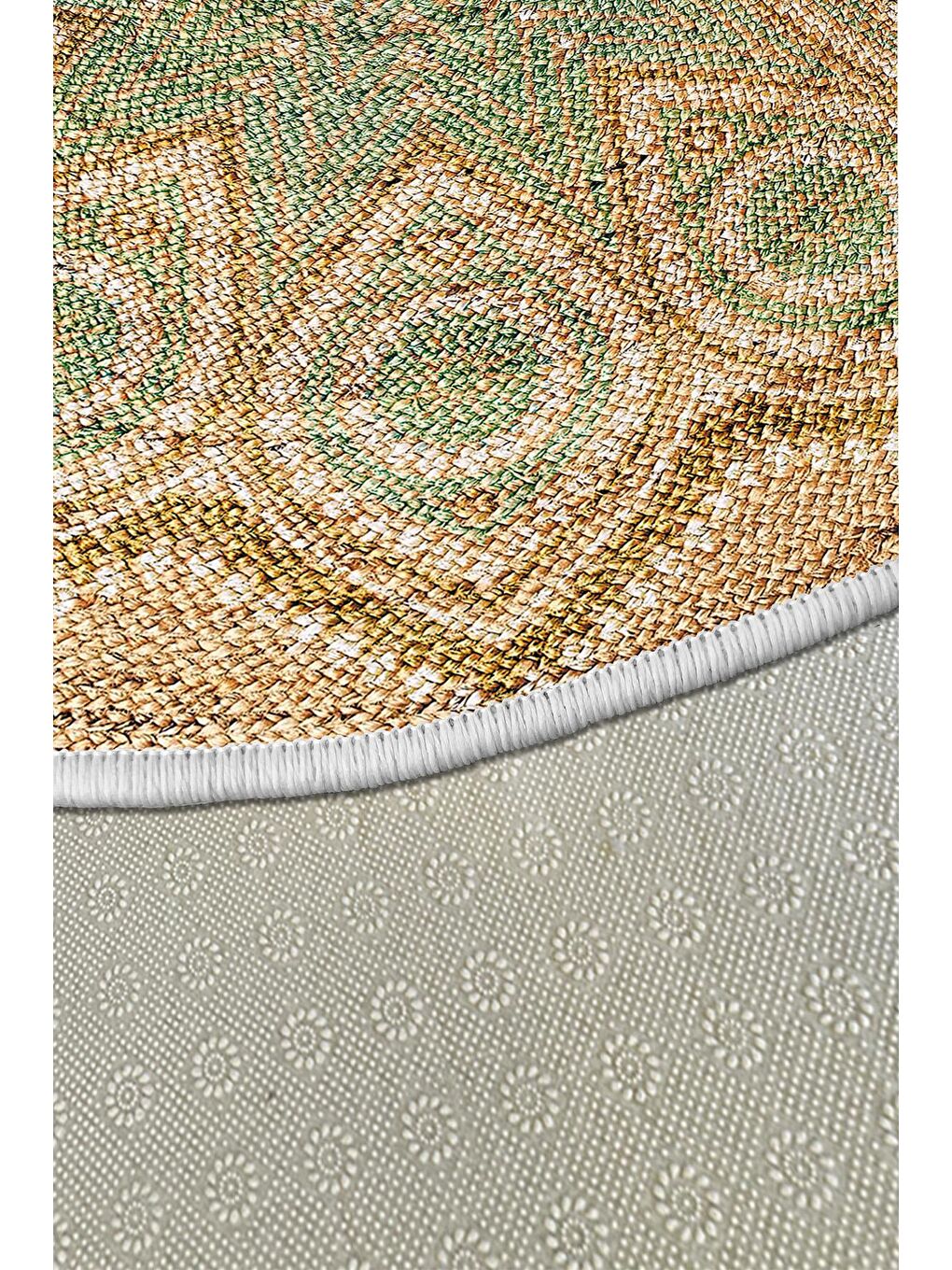 Bej Dekoratif Özel Tasarım Modern Halısı 180x180 cm-3