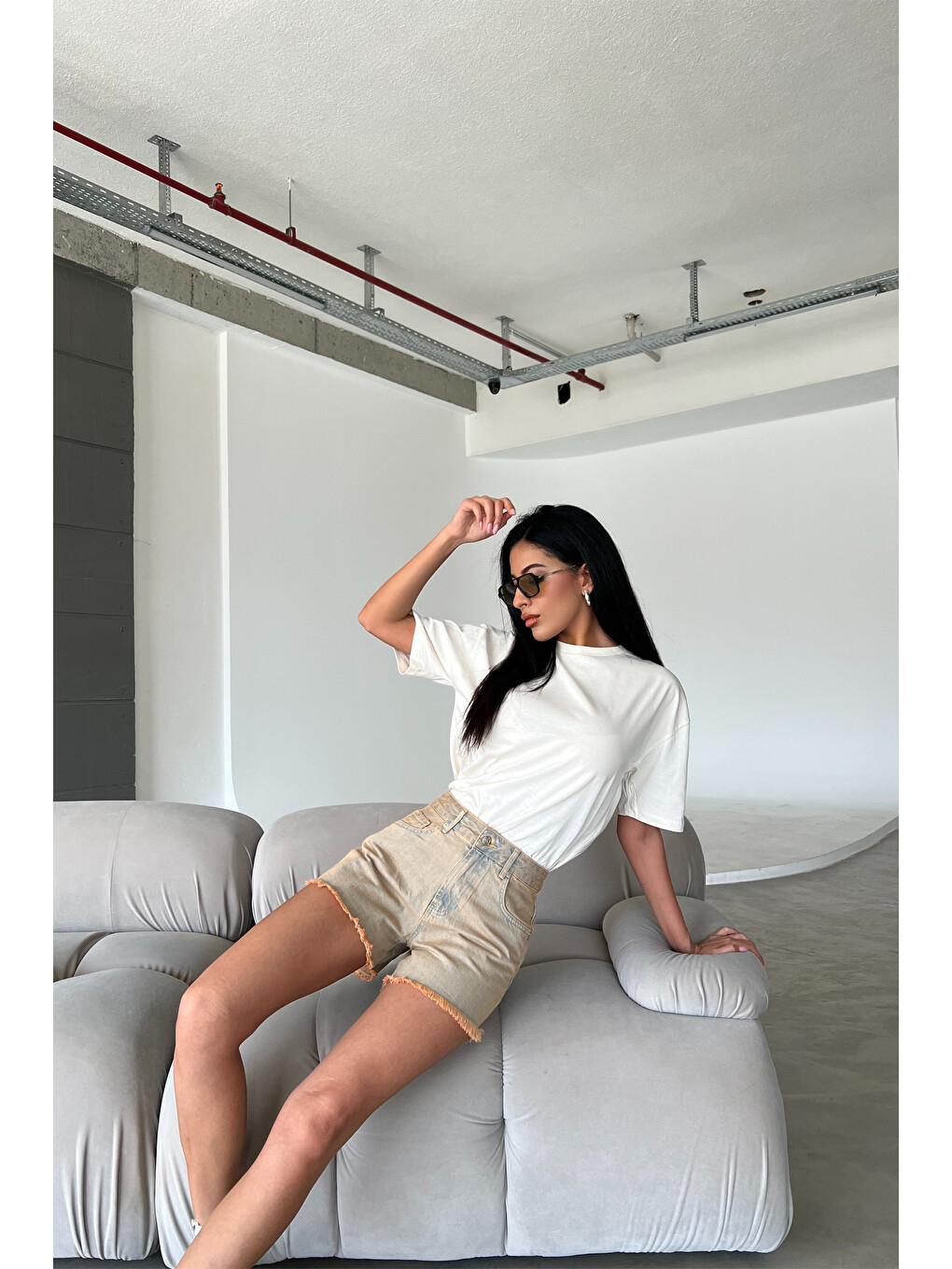Mavi %100 Pamuk Tintli, Fermuarlı Jean Mini Kadın Denim Jean Şort @Trento-4