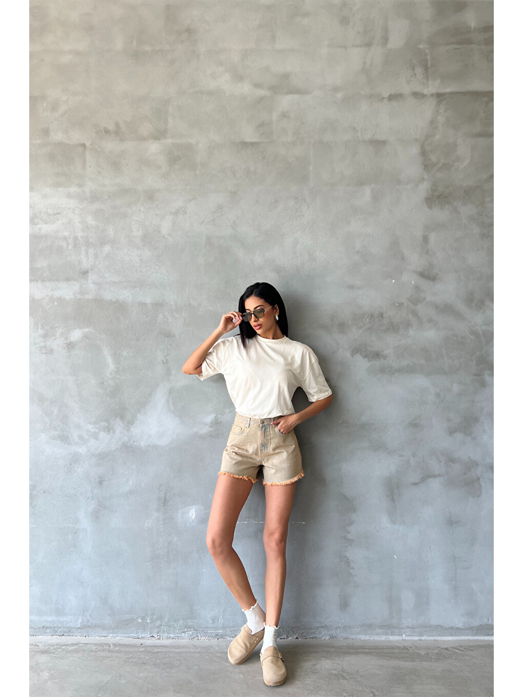 Mavi %100 Pamuk Tintli, Fermuarlı Jean Mini Kadın Denim Jean Şort @Trento-7