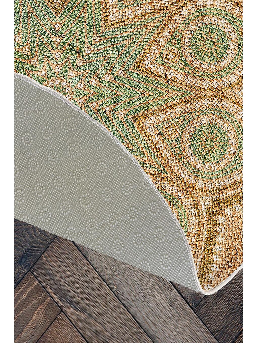 Bej Dekoratif Özel Tasarım Modern Halısı 180x180 cm-4