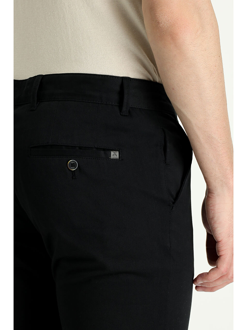Siyah Slim Fit Dar Kesim Elastanlı Kanvas / Chino Pantolon-4