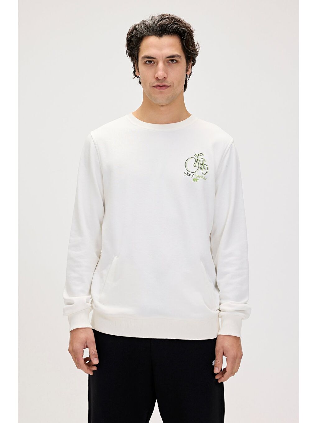 Bad Bear Beyaz Runway Beyaz Erkek Baskılı Sweatshirt