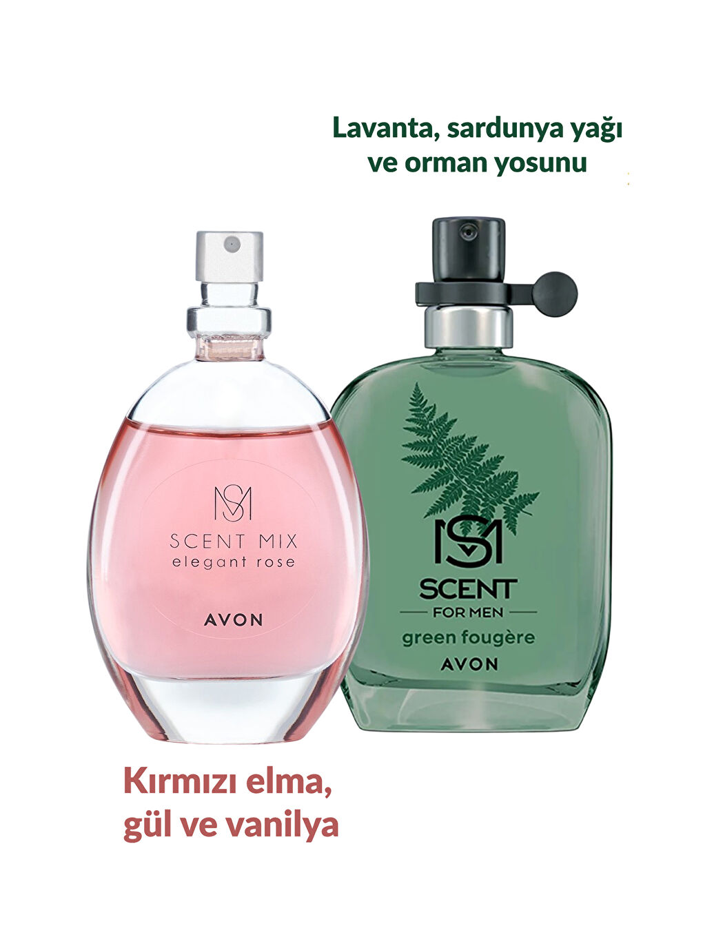 AVON Scent Mix Elegant Rose Kadın Parfüm ve Green Fougere Erkek Parfüm Paketi - 1