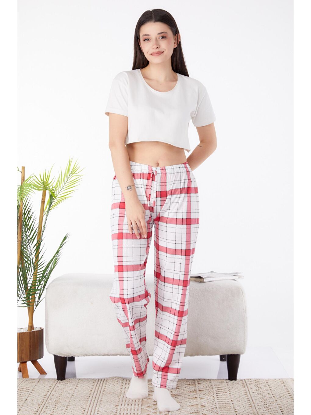 TOFİSA Kırmızı Düz Orta Kadın Kırmızı Pijama Altı - 25330 - 1