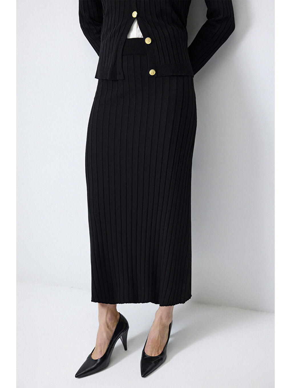 Siyah Hırka Etek Triko Takım-4