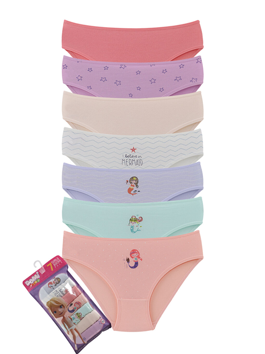 Pembe Kız Çocuk Pamuklu Külot 7'Li Paket-1