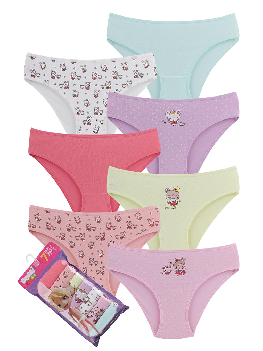 Pembe Kız Çocuk Pamuklu Külot 7'Li Paket