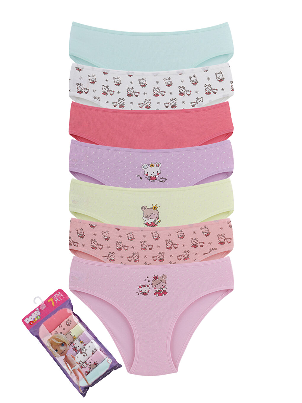 Pembe Kız Çocuk Pamuklu Külot 7'Li Paket-1