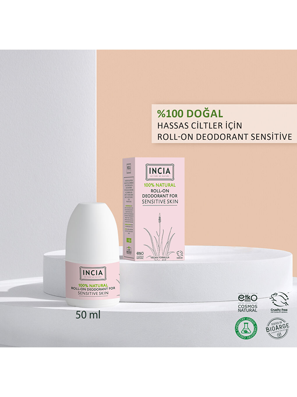 %100 Doğal Roll On Deodorant Hassas Ciltler İçin Ter Kokusu Önleyici Lekesiz 50 ml-1