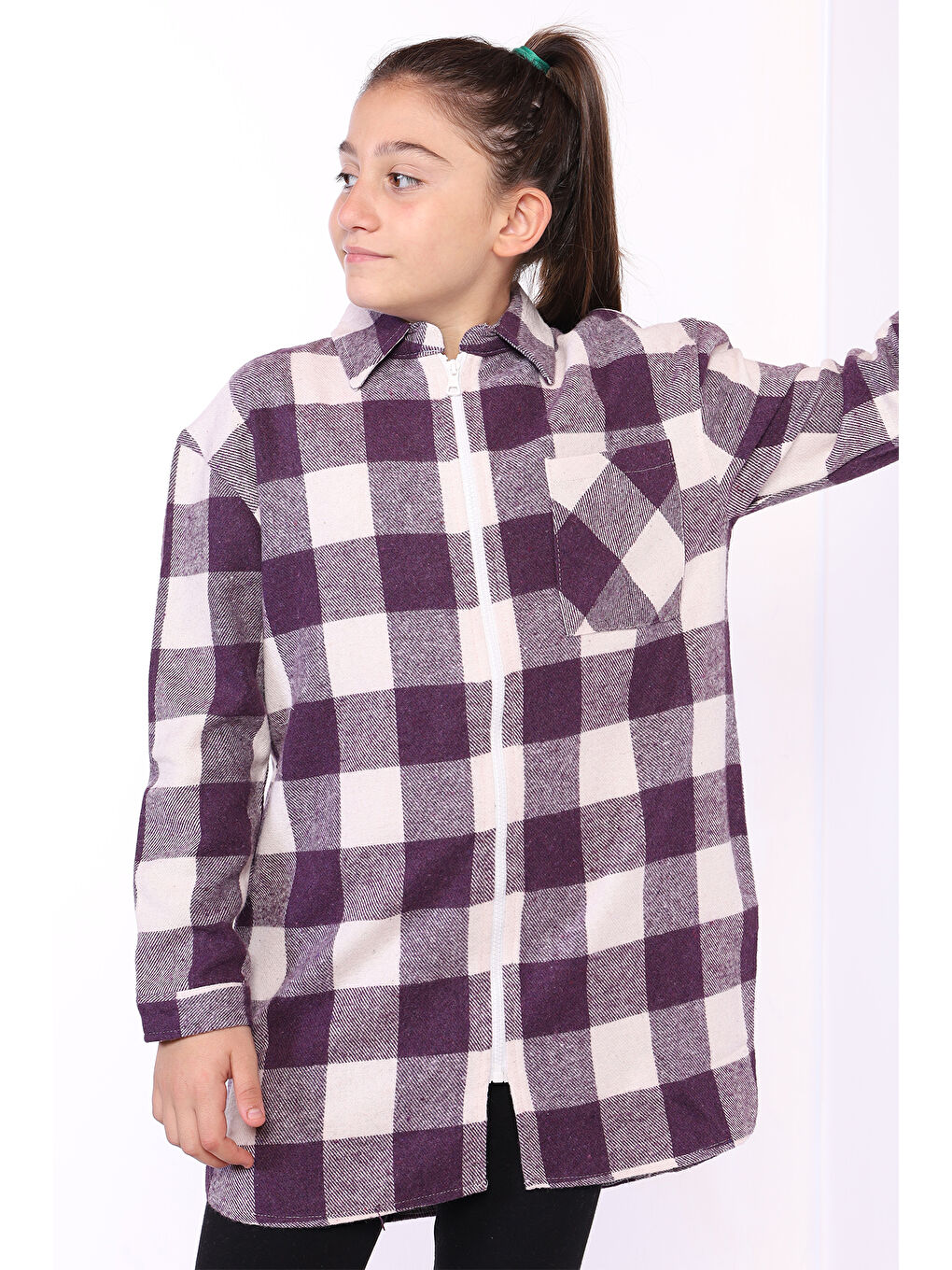 Mor Kız Çocuk Oduncu Gömlek