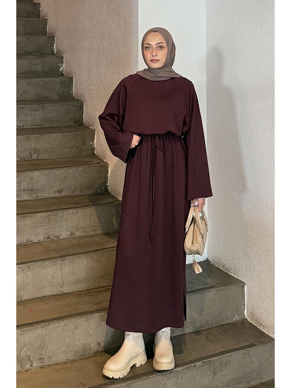 Bağlama Detaylı Elbise Bordo