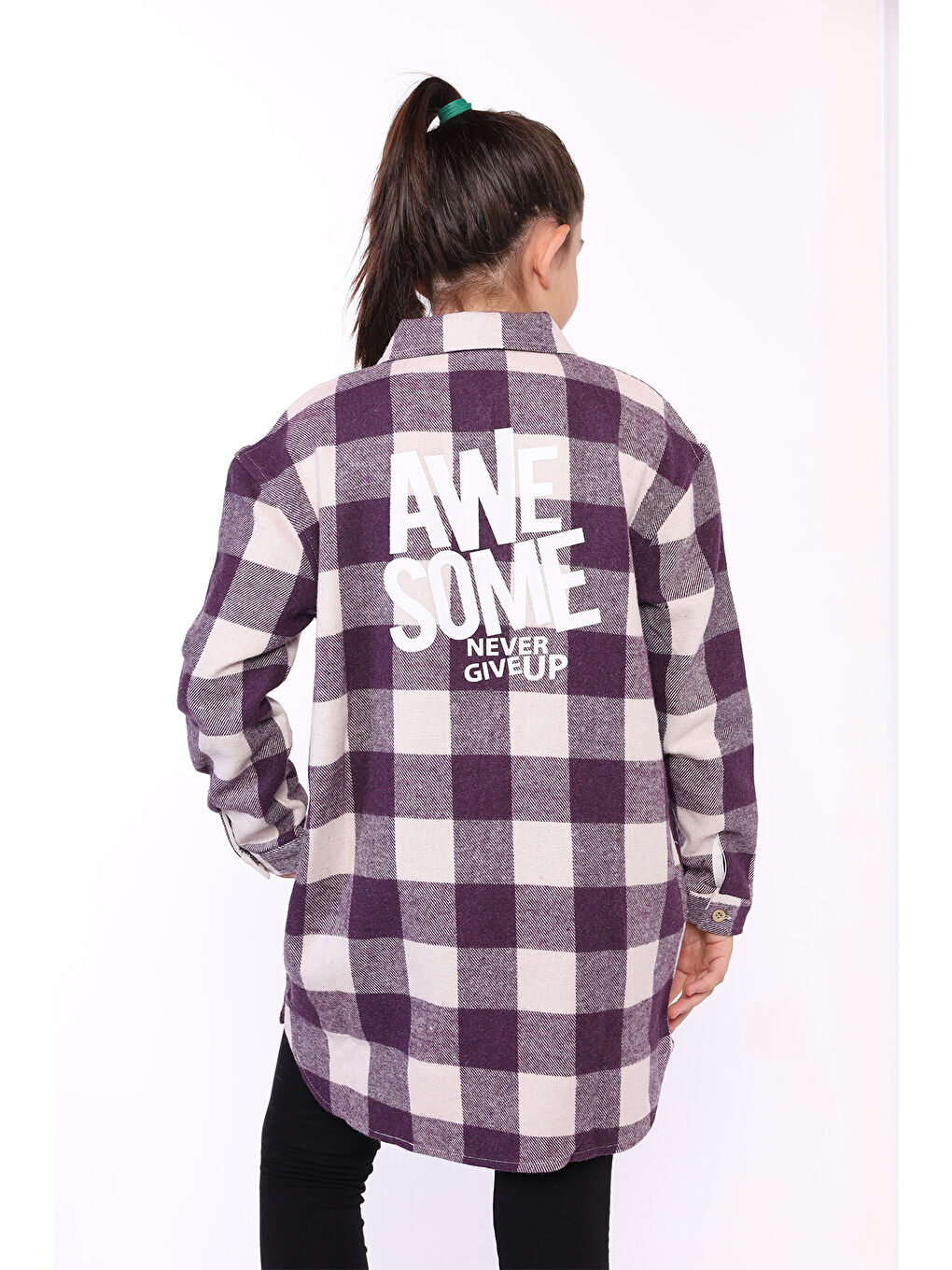 Mor Kız Çocuk Oduncu Gömlek-1