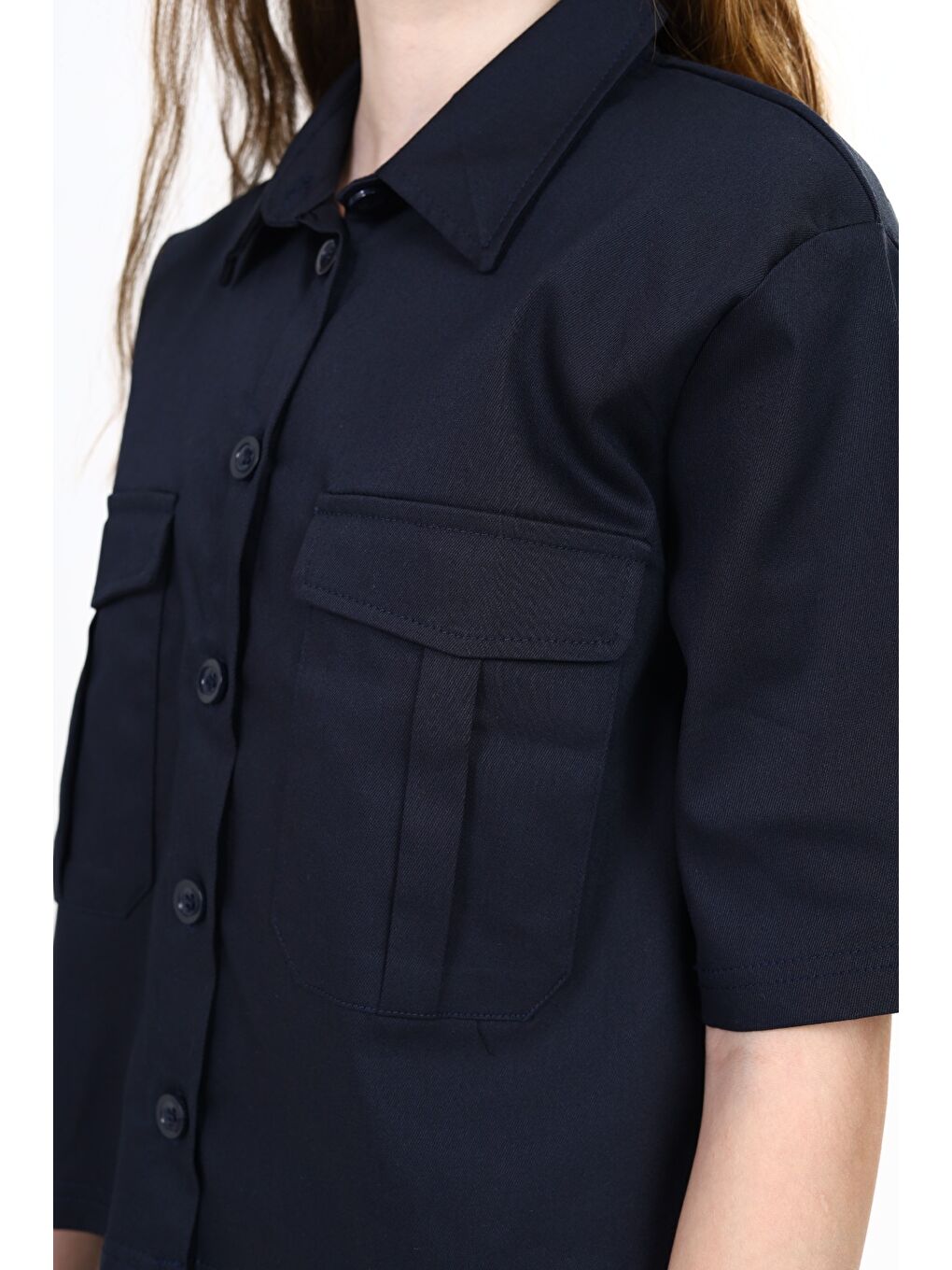 Lacivert Kız Çocuk Gömlek-4