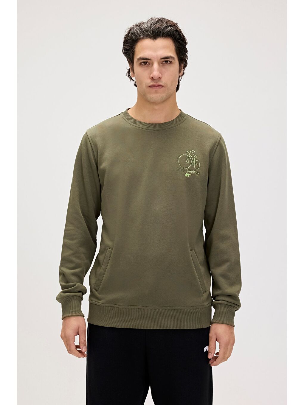 Bad Bear Haki Runway Haki Erkek Baskılı Sweatshirt