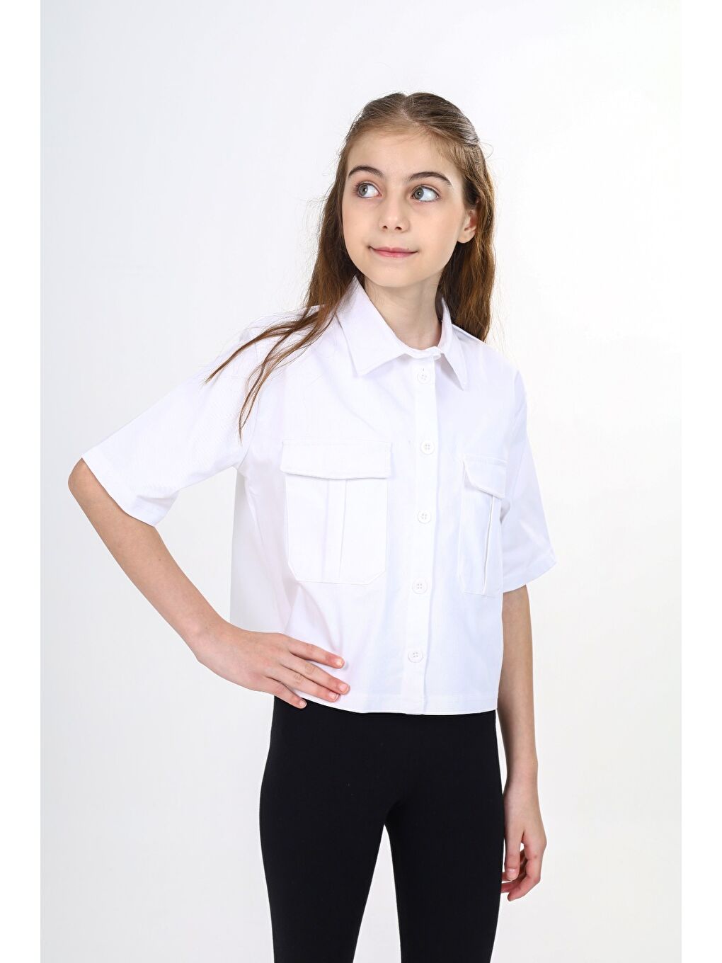Beyaz Kız Çocuk Gömlek-1