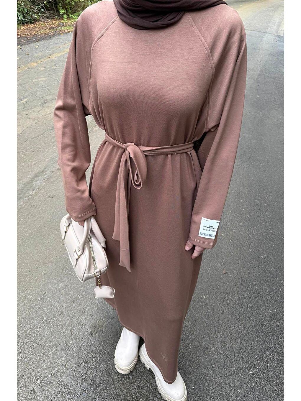 Kahverengi Arma Detaylı Elbise Soft Kahve-2