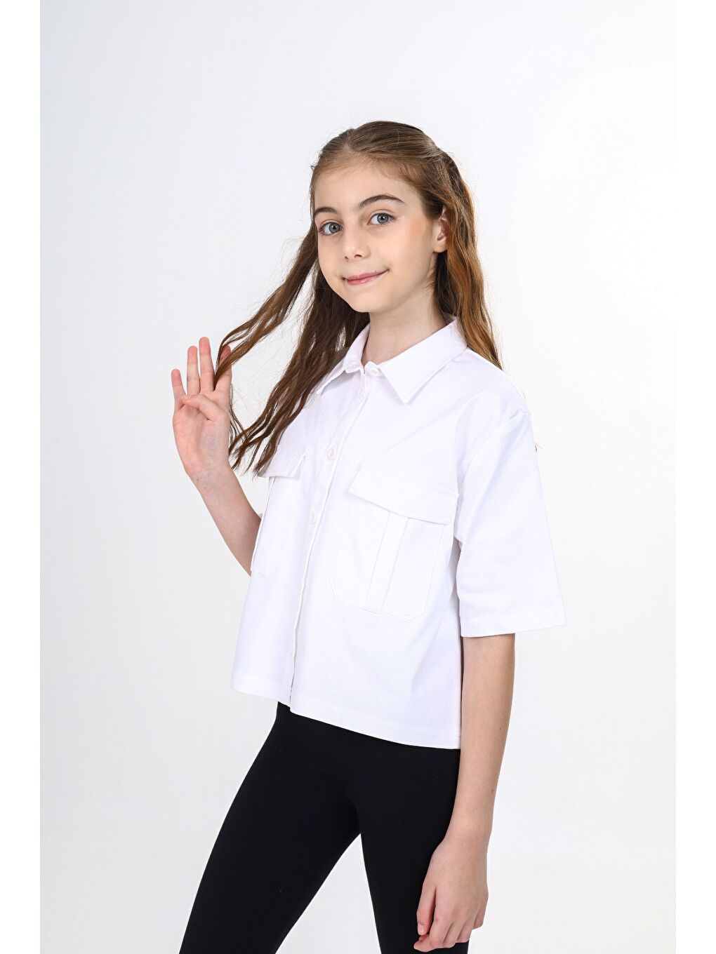 Beyaz Kız Çocuk Gömlek-3