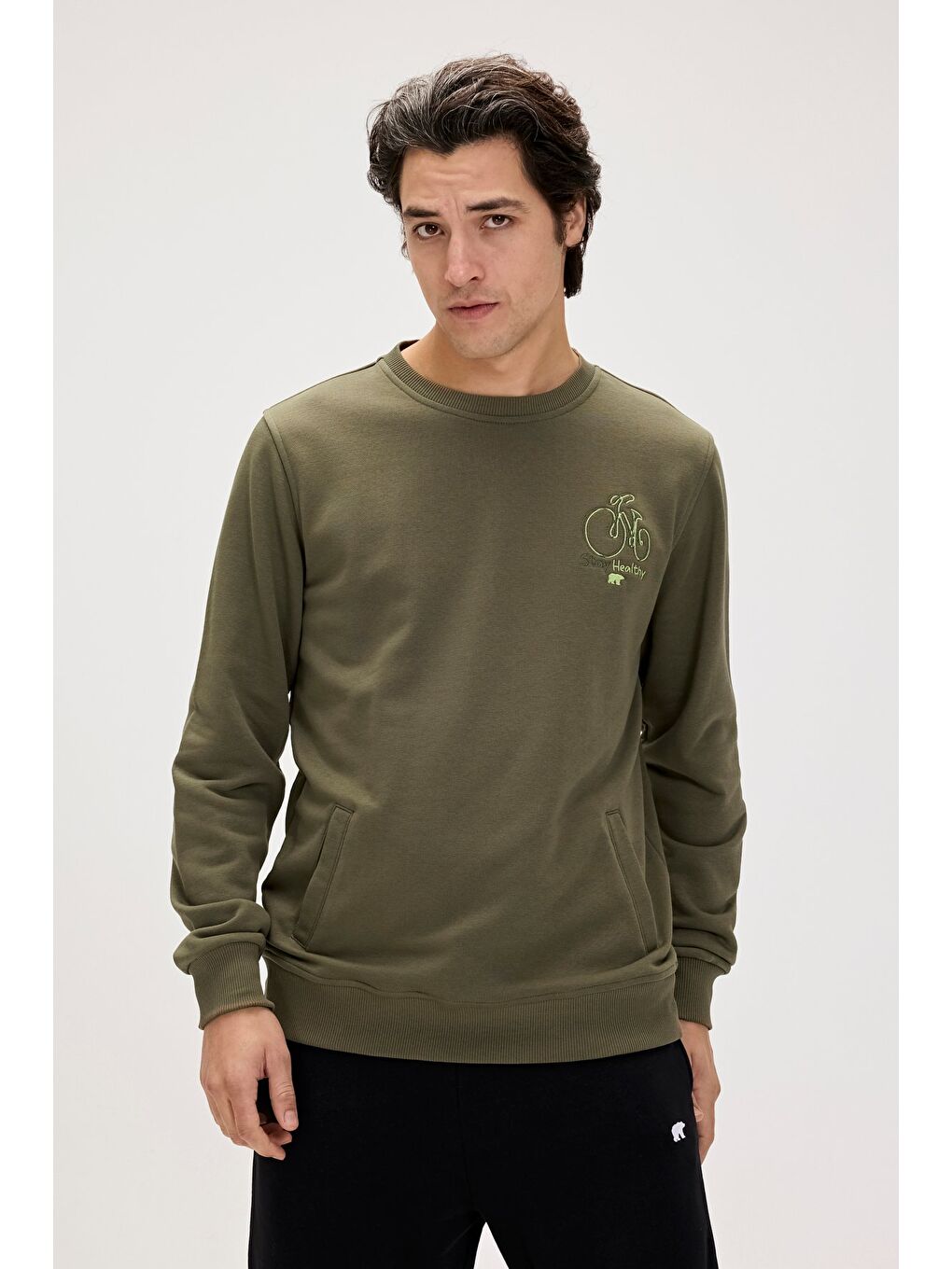 Bad Bear Haki Runway Haki Erkek Baskılı Sweatshirt - 3