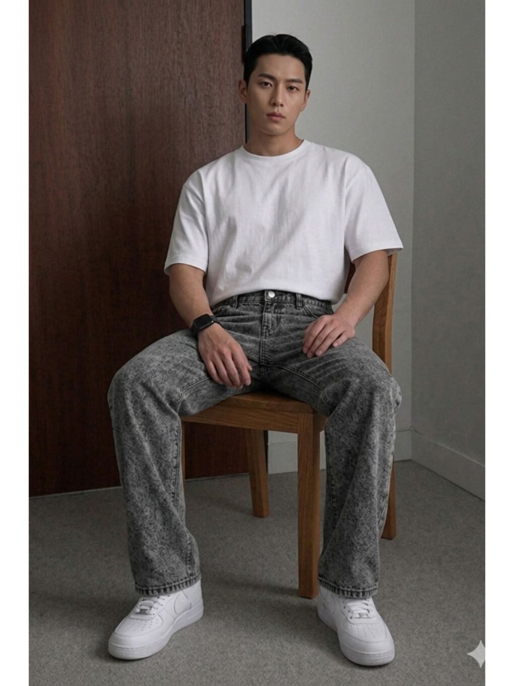 Gri Bol Paça Rahat Kesim Jean Pantolon-1