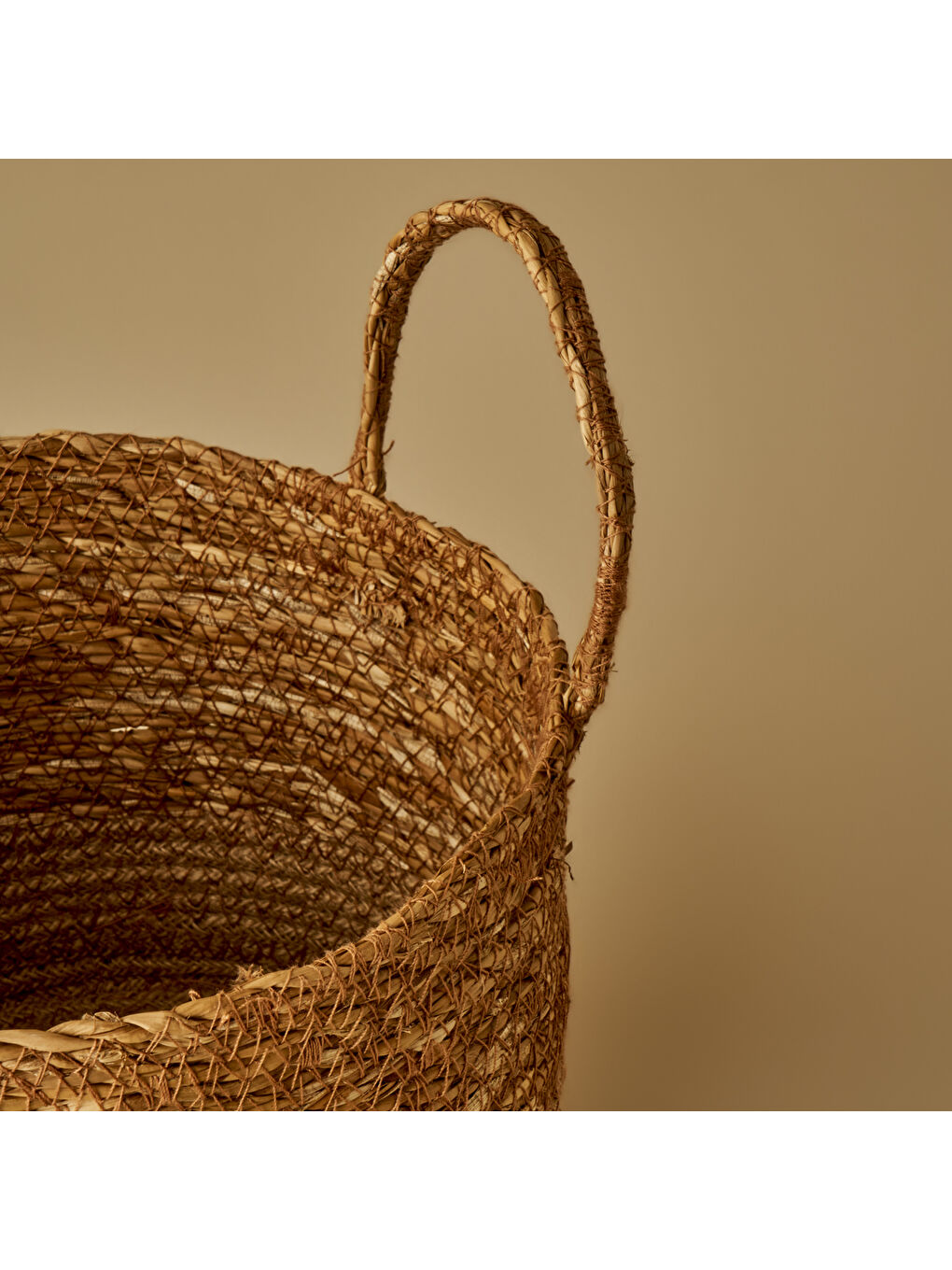 Bej Aster Hasır Dekoratif Sepet Naturel (25x21 cm)-1