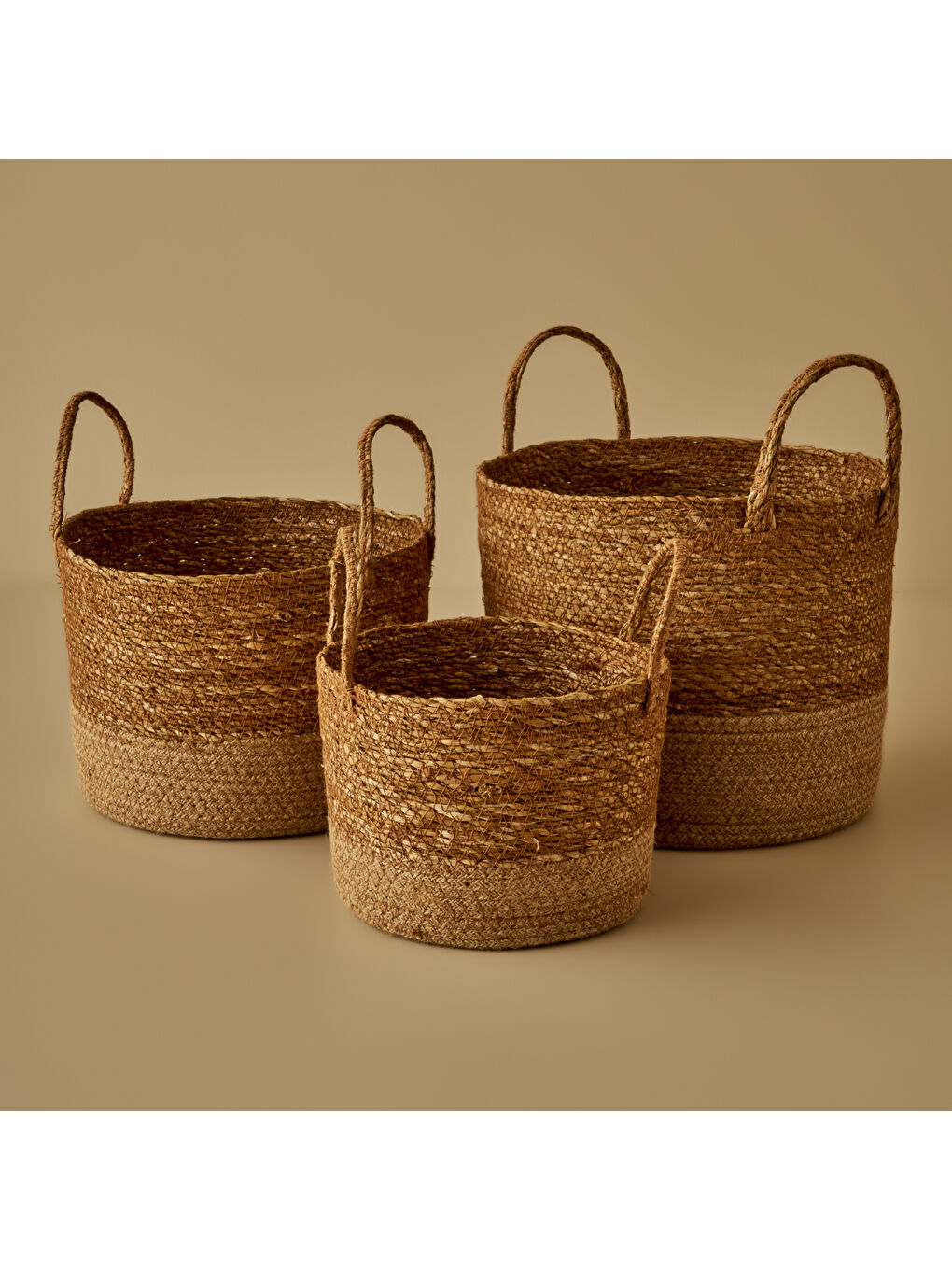 Bej Aster Hasır Dekoratif Sepet Naturel (25x21 cm)-2