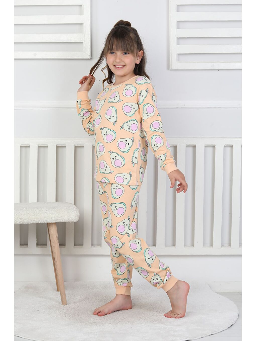 Pembe Cute Avocado Desenli Kız Çocuk Pijama Takımı-2