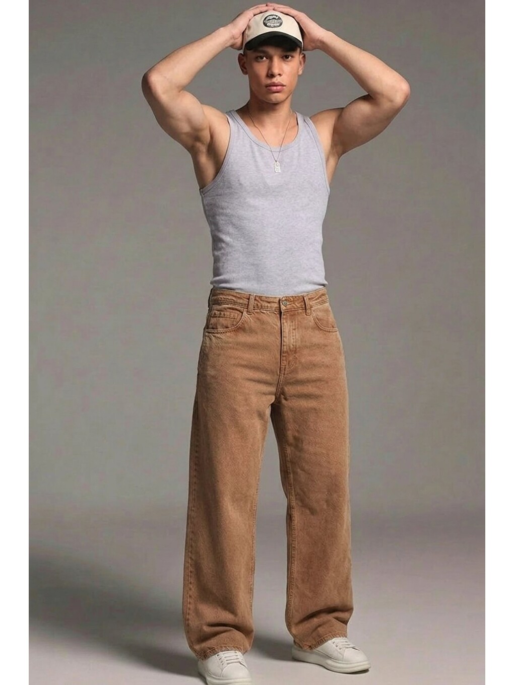 Kahverengi Erkek Relaxed Fit  5 Cepli Kiremit Jean Pantolon-1