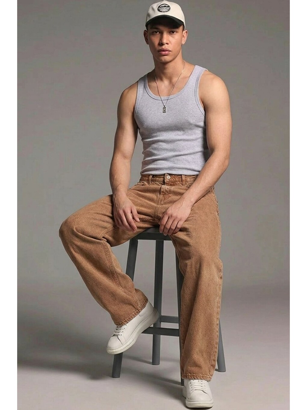 Kahverengi Erkek Relaxed Fit  5 Cepli Kiremit Jean Pantolon-2