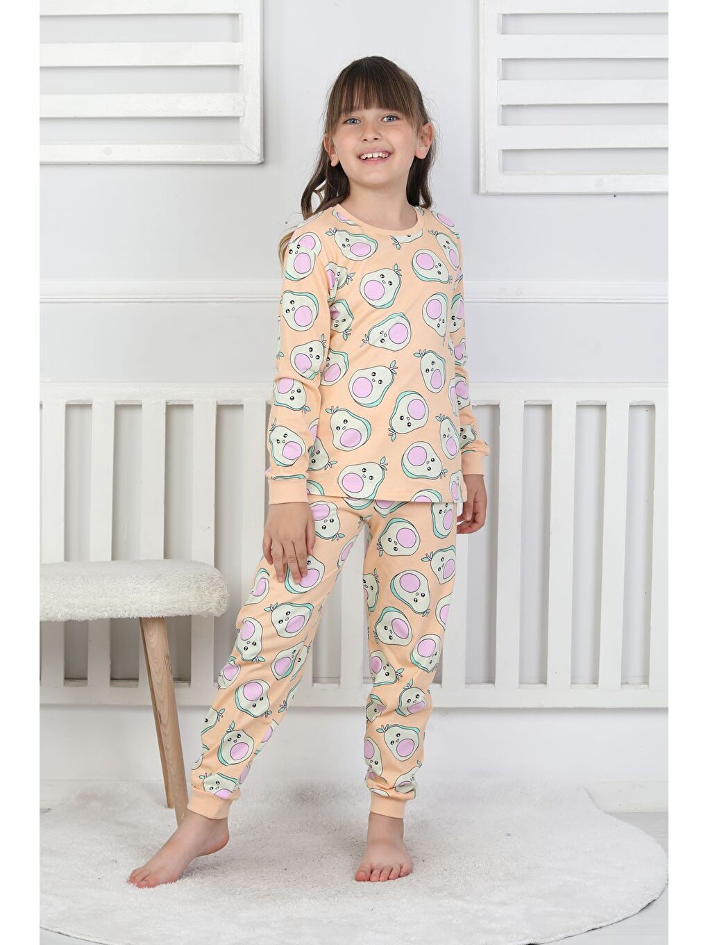 Pembe Cute Avocado Desenli Kız Çocuk Pijama Takımı-3