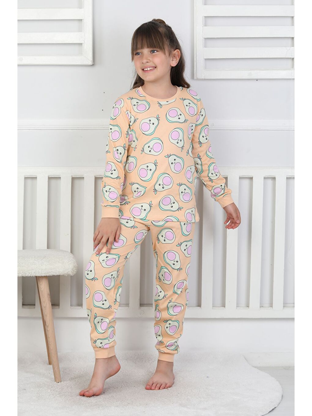Pembe Cute Avocado Desenli Kız Çocuk Pijama Takımı-6