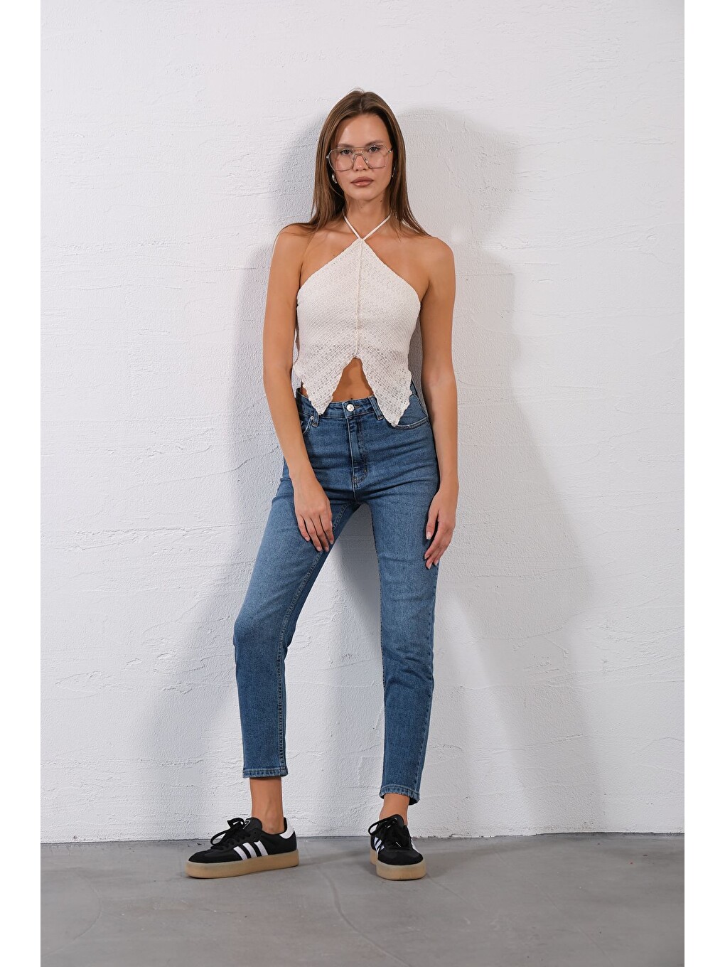 Mavi Yüksek Bel, Esnek Skinny Denim Dar Kalıp Mom Jean Kadın Jean Pantolon @cremona-7